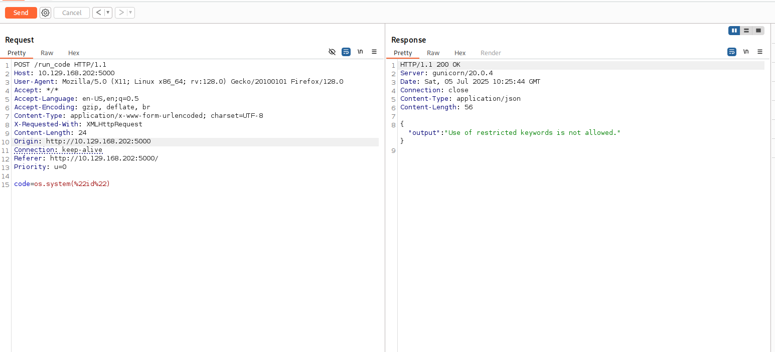Python Code Editor restricted words