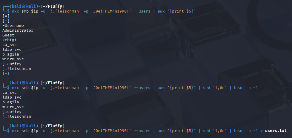 Netexec Users enumeration in Active Directory Domain