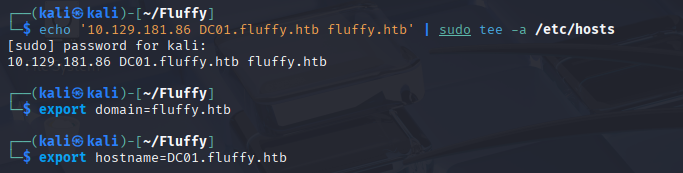 Pentest Exporting variables